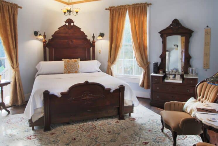 antique bed frame very high carved woood headboard